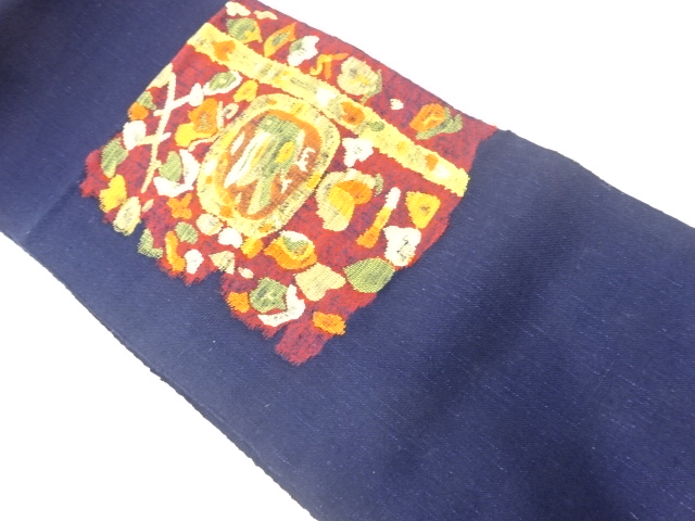 JAPANESE KIMONO / ANTIQUE NAGOYA OBI / SILK / HAND WOVEN / MAWATA TSUMUGI / FLOWERS & BIRDS